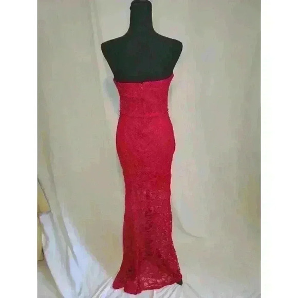 Vintage Deb Shop Red Strapless Formal Gown Size 9 - Picture 3 of 4
